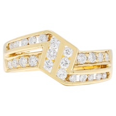 Radiant 0.60ct Natural Diamond Geometric Zig-Zag Ring in 18K Yellow Gold