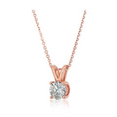 Radiant 0.70ct Diamond Solitaire Necklace in 18k Rose Gold - GIA Certified