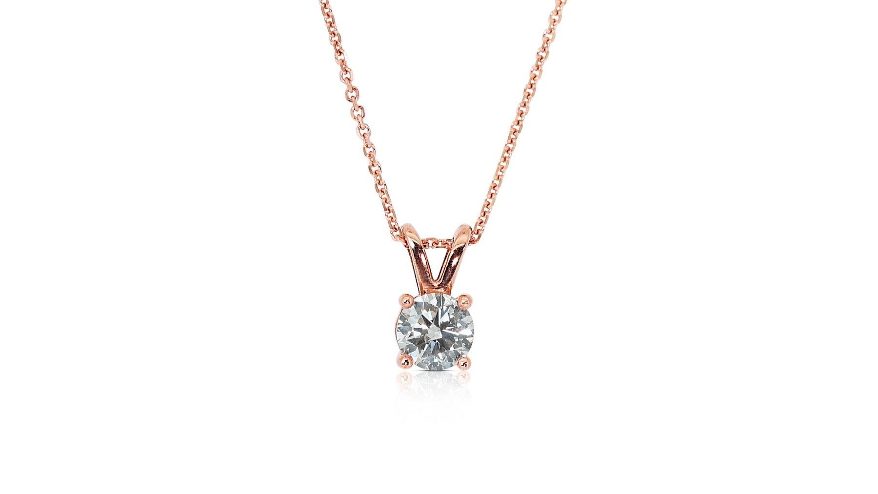 Radiant 0.70ct Diamond Solitaire Necklace in 18k Rose Gold - GIA Certified For Sale 1