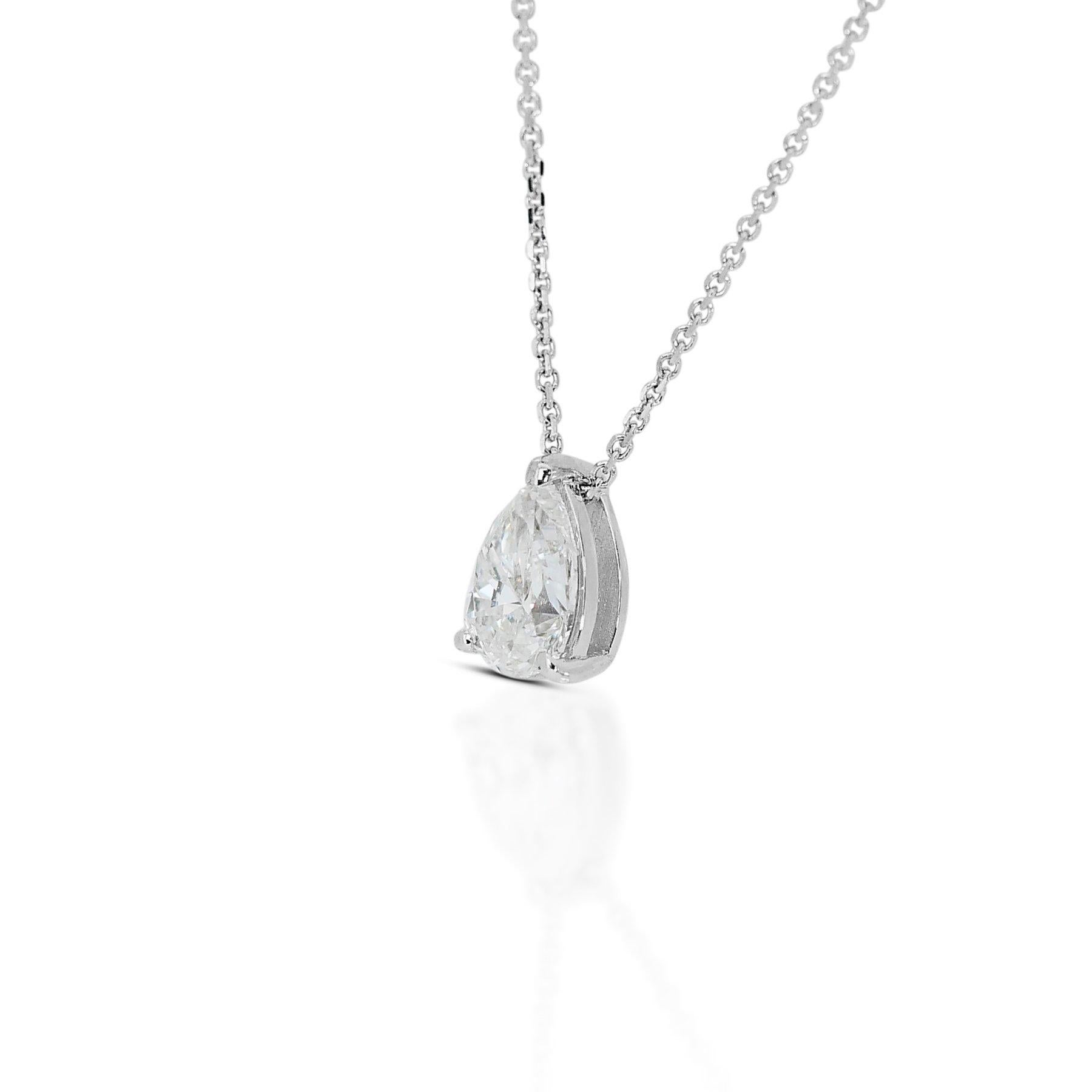 Radiant 0.70ct Diamond Solitaire Necklace with Pendant in 18k White Gold - GIA 1