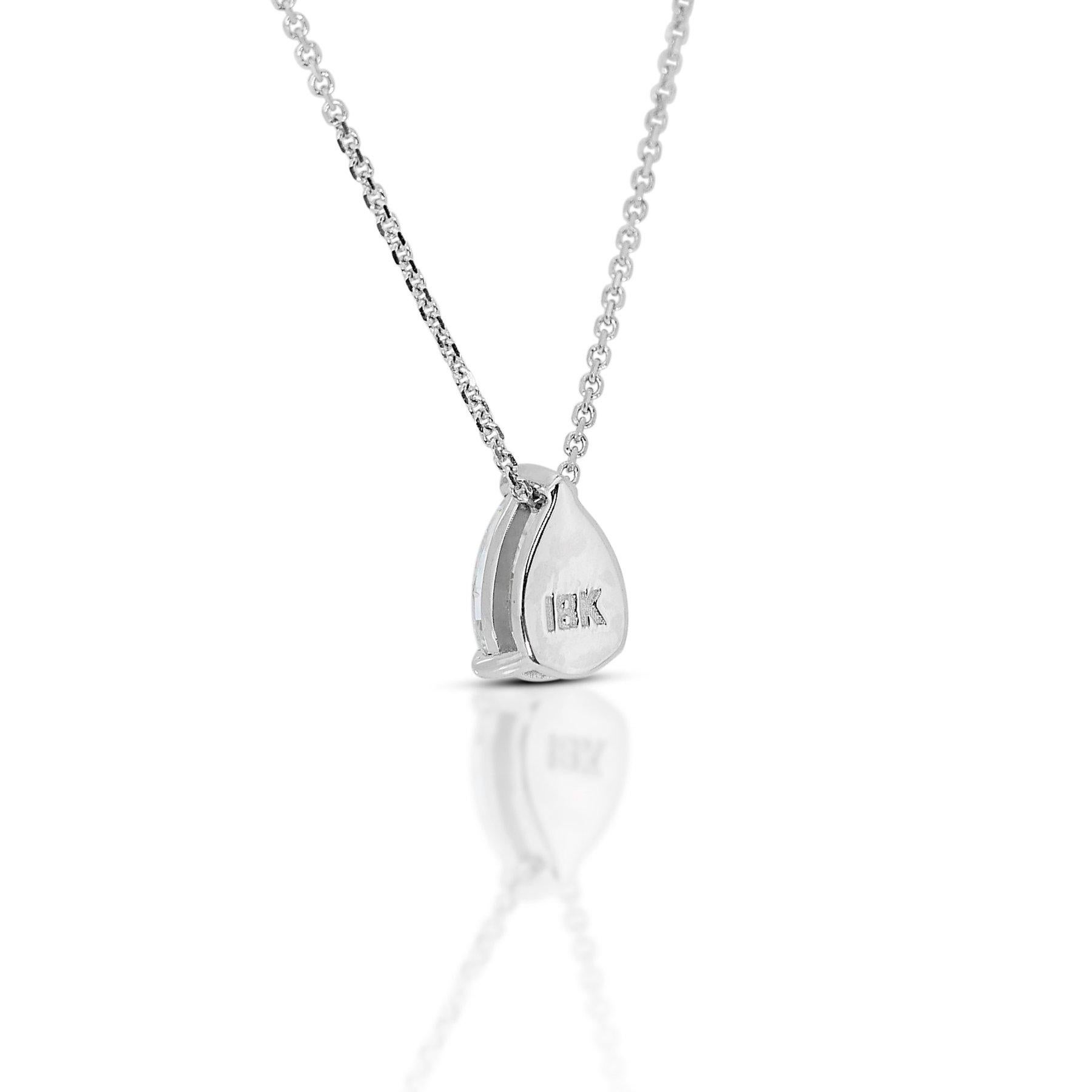 Radiant 0.70ct Diamond Solitaire Necklace with Pendant in 18k White Gold - GIA 2