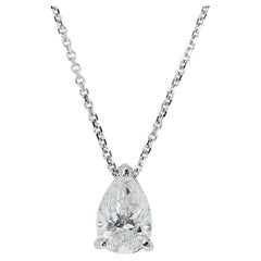 Radiant 0.70ct Diamond Solitaire Necklace with Pendant in 18k White Gold - GIA