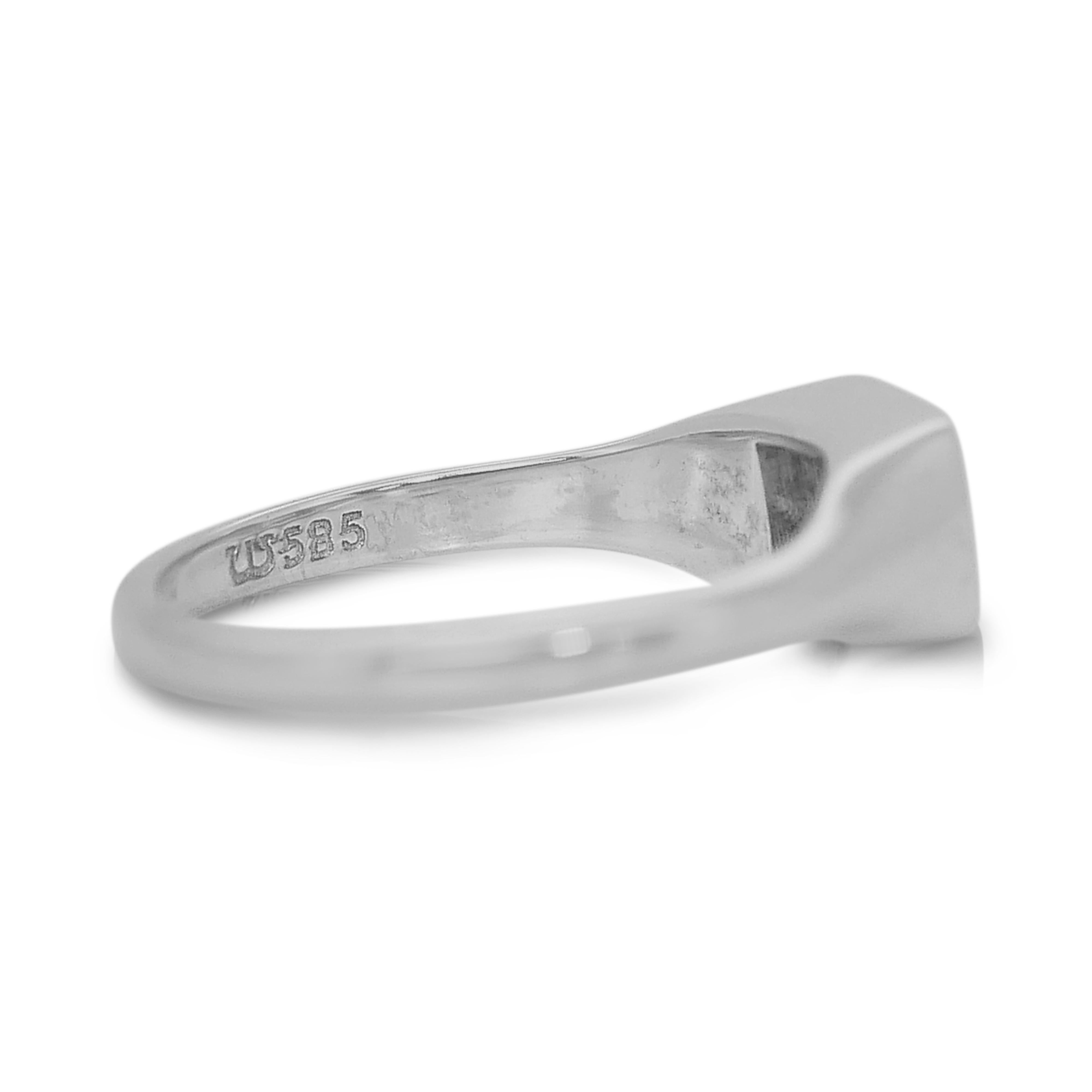 Baguette Cut Radiant 0.70ct Diamond Solitaire Ring in 14k White Gold - IGI Certified
