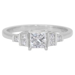 Anillo radiante con pavé de diamantes de 0,75 ct en oro blanco de 18k - Certificado GIA