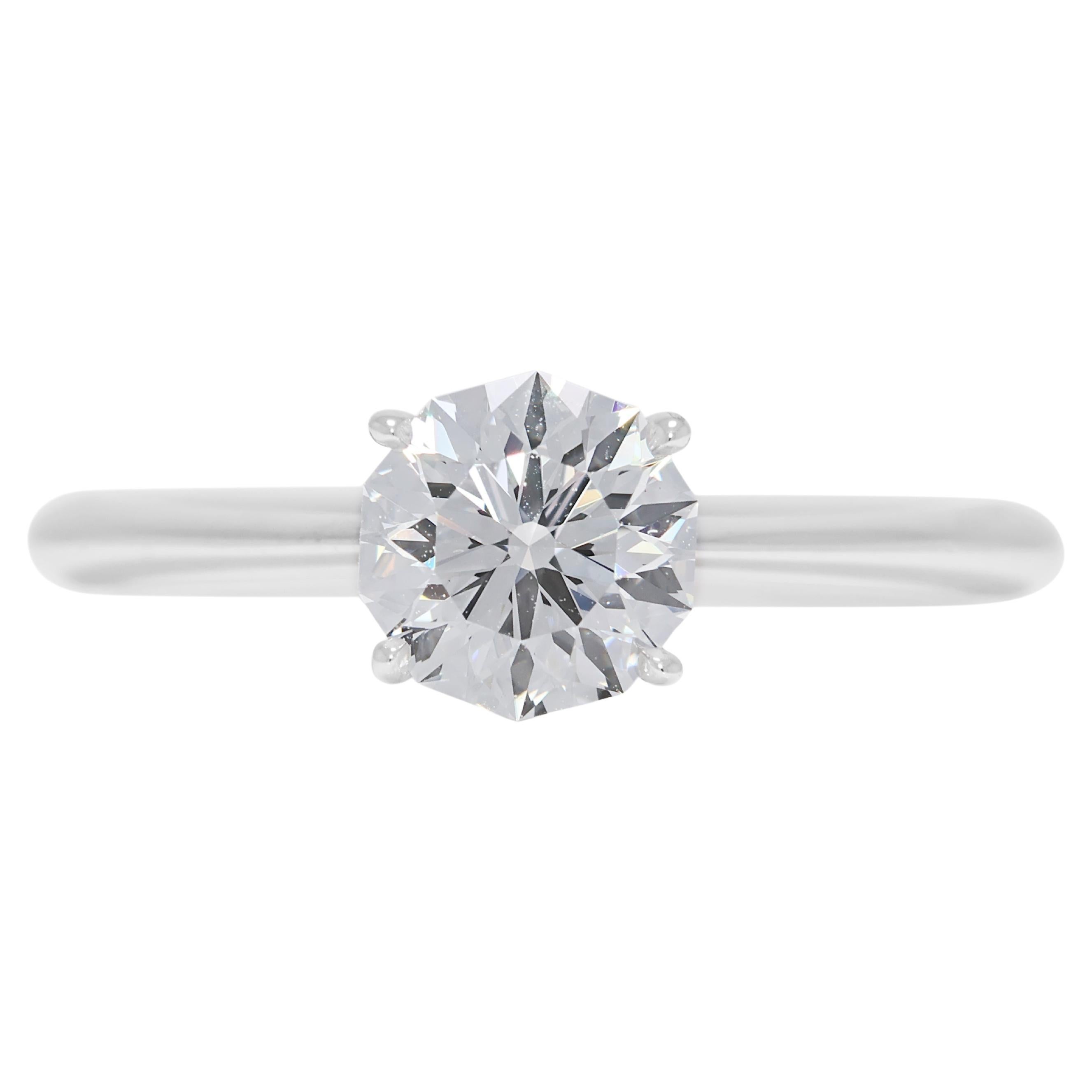 Radiant 0.75ct Natural Diamond Solitaire Ring 18k White Gold For Sale