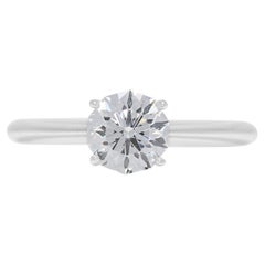 Radiant 0.75ct Natural Diamond Solitaire Ring 18k White Gold