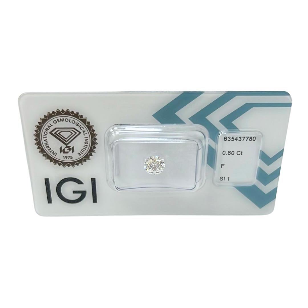 Round Cut Radiant 0.80ct Triple Excellent Ideal Cut Round-Shaped Diamond - IGI Certified For Sale
