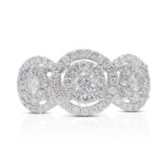 Radiant 0.85ct Natural Diamond Cluster Ring in 18K White