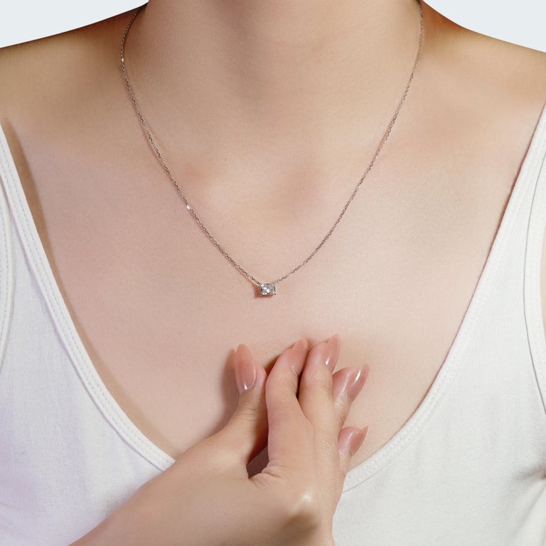 Collier Mi-long En Or Blanc 18 Carats (4,62g) Avec Solitaire Diamant 0,90 Carat (H/VS2) - Occasion, Sans Marque