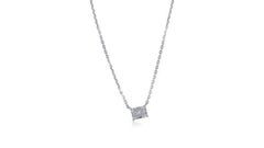 Collier solitaire radiant de 0,90 carat serti en or blanc 18 carats