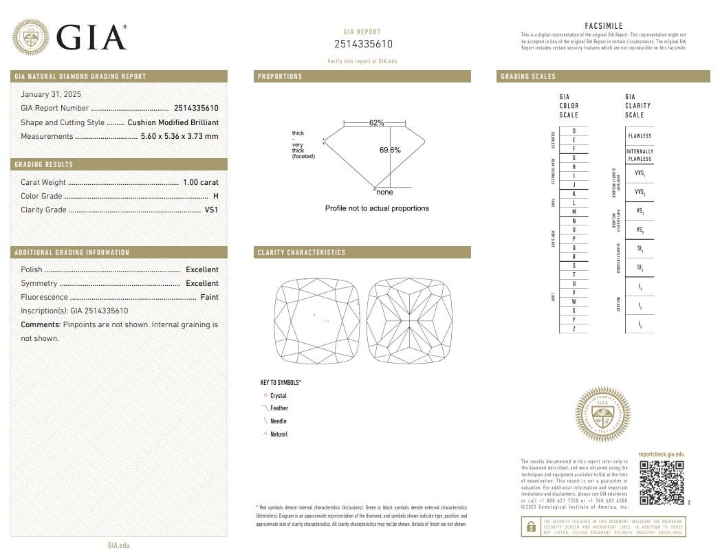 Radiant 1.00ct Double Excellent Ideal Cut Cushion-Shaped Diamond - GIA Certified

This exquisite 1.00ct cushion-cut diamond is a timeless treasure, perfect for crafting a bespoke engagement ring, pendant, or heirloom piece. Certified by GIA, it
