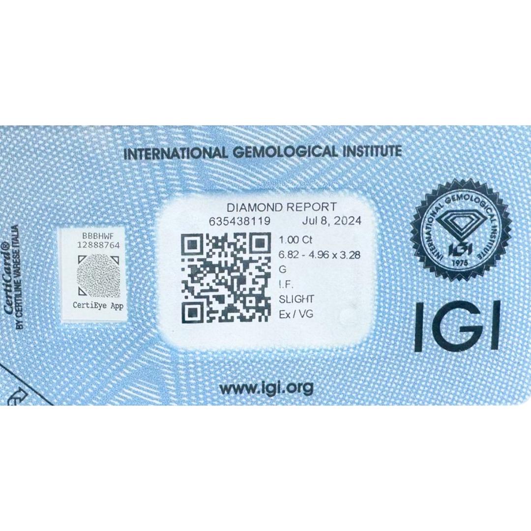 Radiant 1.00ct Ideal Cut Emerald Cut Diamond - IGI Certified 3
