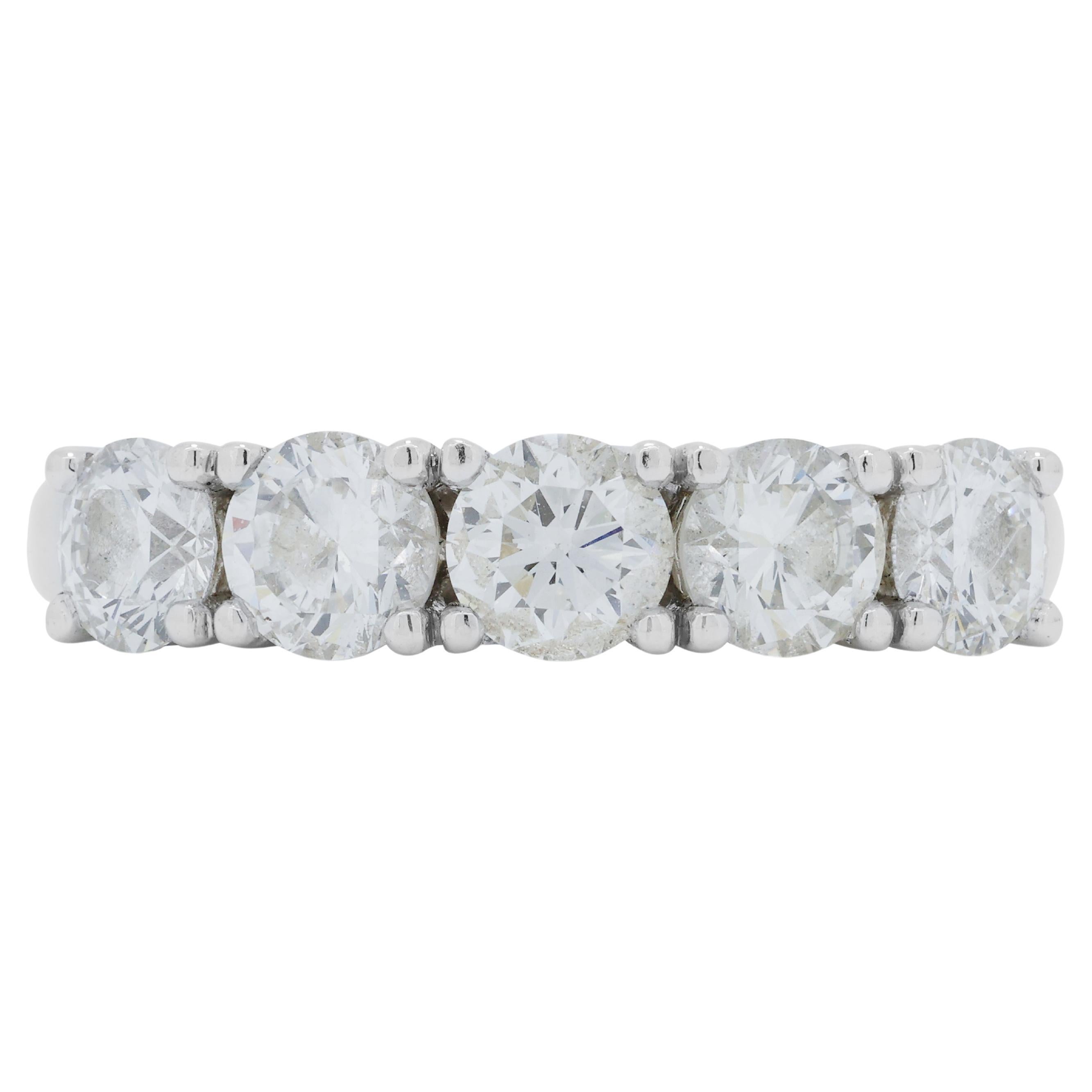 Diamond Stone Rendring Radiant 1.011ct Diamonds Five-Stone Ring in 18K White Gold For Sale at ...