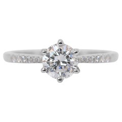 Radiant 1.09ct Diamonds Pave Ring in 14k White Gold - IGI Certified