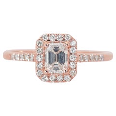 Radiant 1.10ct Diamonds Halo Ring in 18k Rose Gold - GIA Certified
