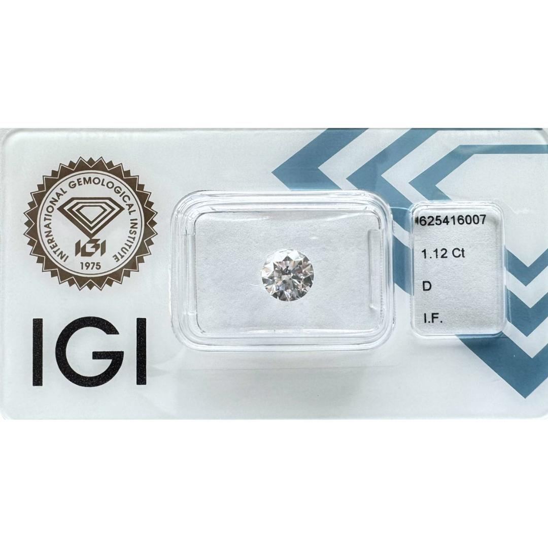 Diamant rond taille idéale de 1,12 carat, certifié IGI

Un magnifique diamant rond de 1,12 carat, d'une couleur et d'une pureté exceptionnelles. Certifié par l'IGI,  ce diamant est un témoignage de pureté et de qualité. Sous blister de sécurité, il