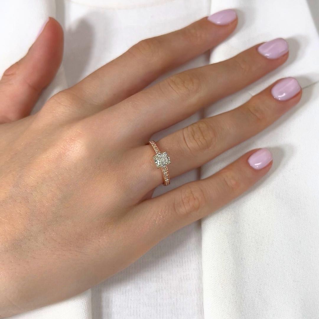 Radiant 1.24ct Diamonds Pave Ring in 18k Rose & White Gold - IGI Certified

Soft tones and refined sparkle come together beautifully in this 18k rose and white gold diamond pave ring. At its center is a 1.01ct cushion-cut diamond for a naturally