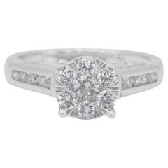 Radiant 1.24ct Diamonds Pave Ring in 18k White Gold - IGI Certified