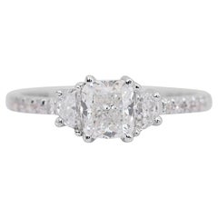 Radiant 1.25ct Diamonds 3-Stone Ring in 18k White Gold - GIA Certified