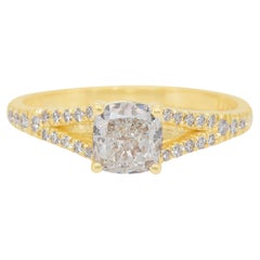 Radiant 1.26ct Diamonds Pave Ring in 18k Yellow Gold - IGI Certified
