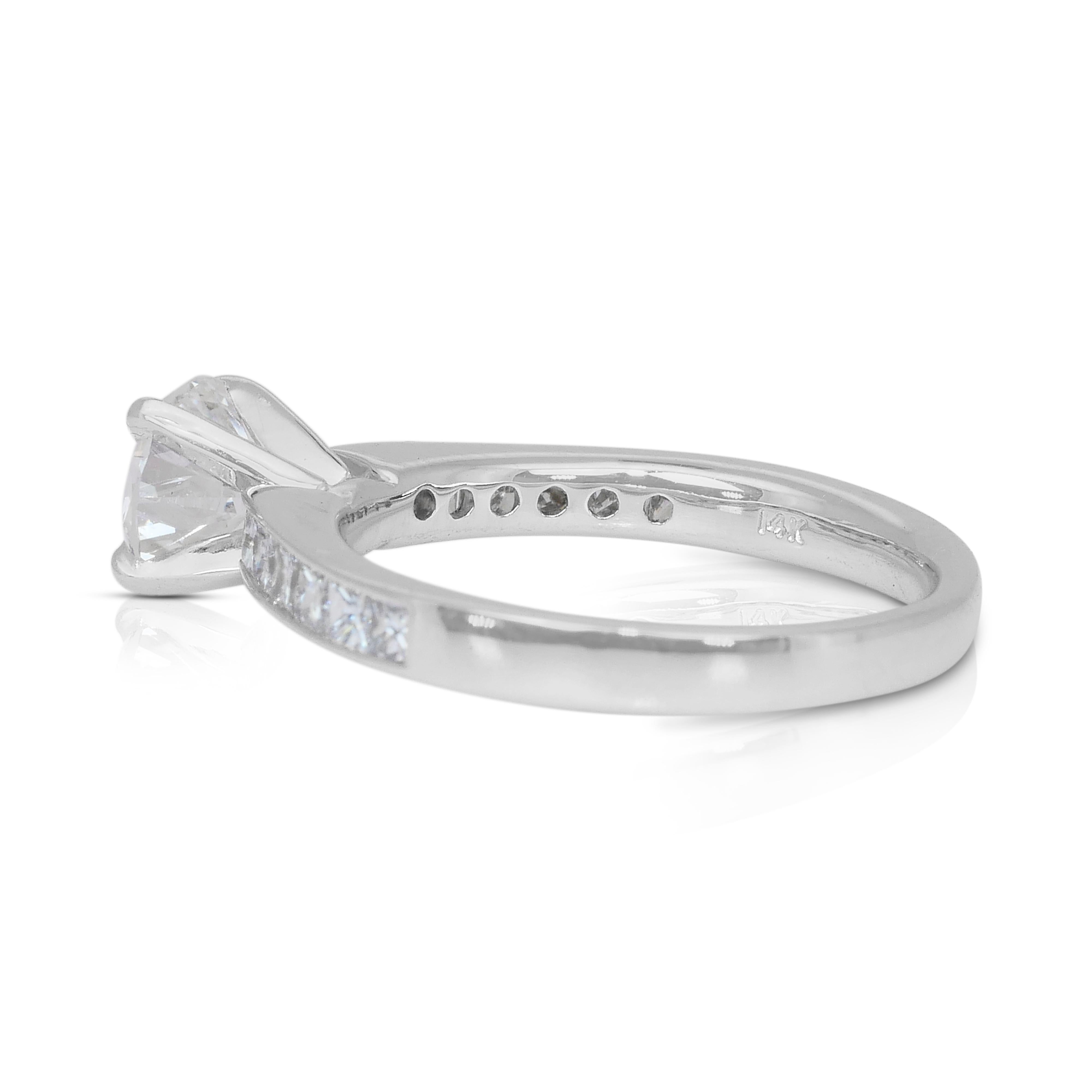 Bague en or blanc 14k avec pavé de diamants de 1,40ct - certifié IGI Pour femmes en vente