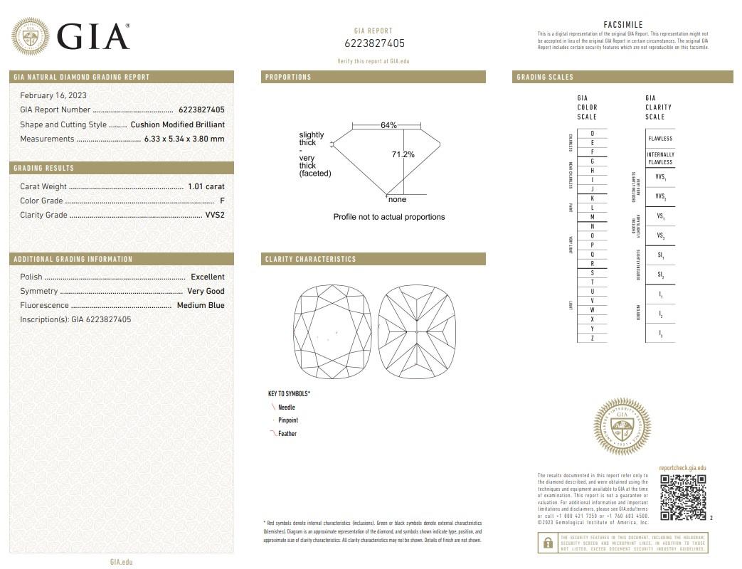 Donna Anello con pavé di diamanti da 1,40 carati in oro bianco 18 carati - Certificato GIA in vendita
