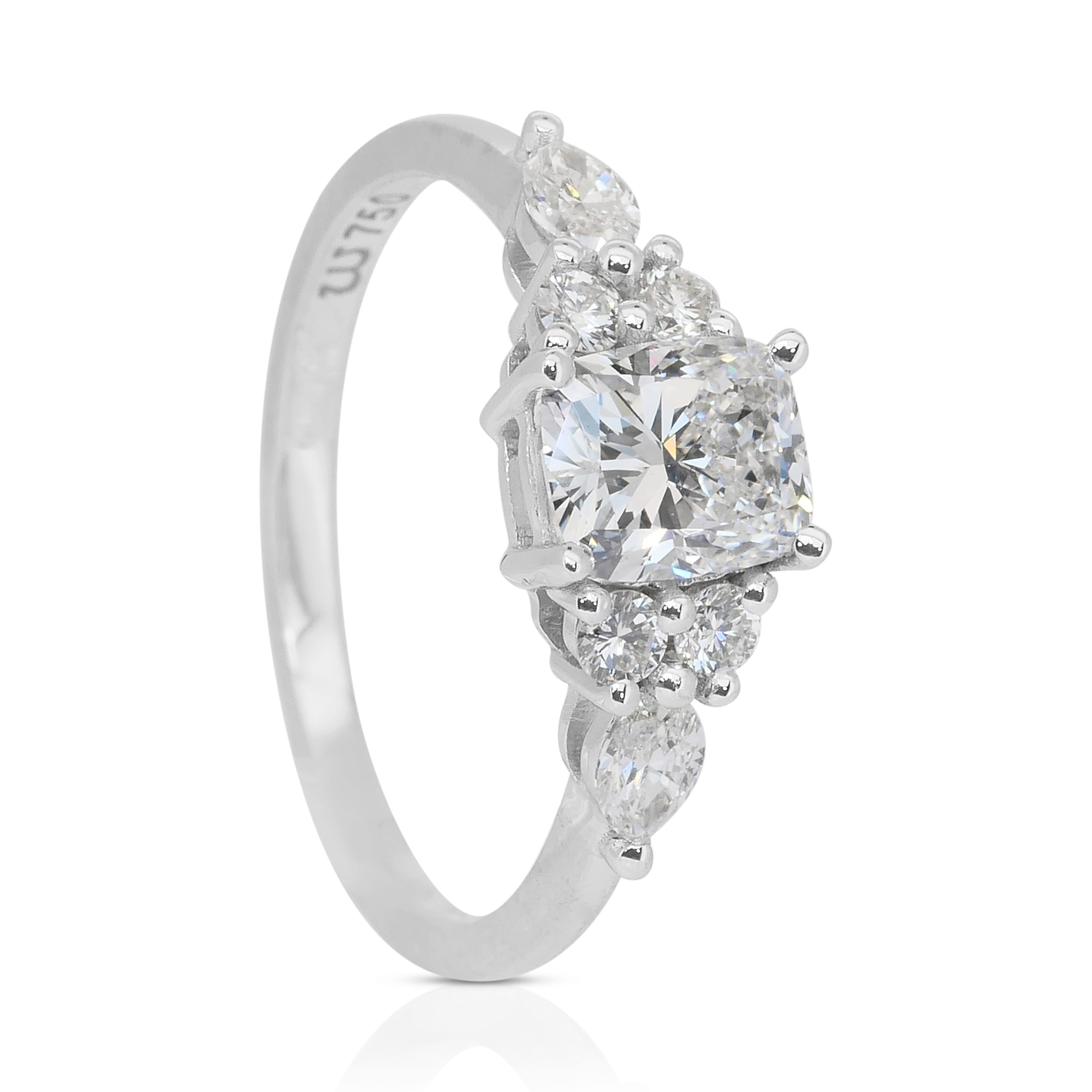 Anello con pavé di diamanti da 1,40 carati in oro bianco 18 carati - Certificato GIA in vendita 2