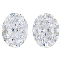 Radiant 1.40ct Ideal Cut Pair of Oval-Shaped Diamonds - GIA Certified