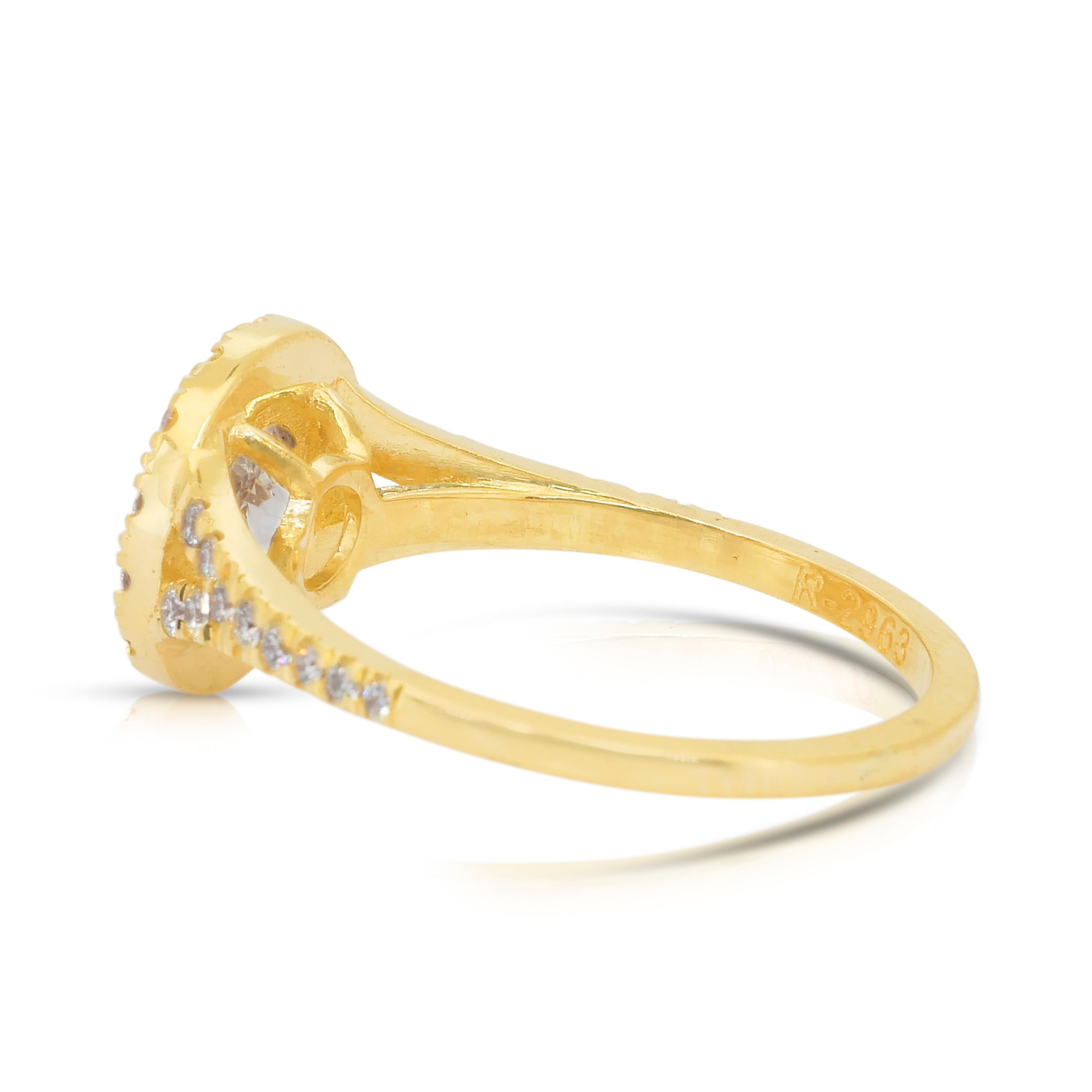Anillo Halo de Diamantes Radiantes de 1.41ct en Oro Amarillo de 18k - Certificado IGI en venta 1