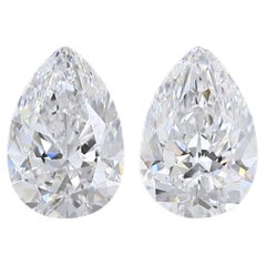 Radiante Pareja de Diamantes en Forma de Pera de 1,42ct Doble Excelente Talla Ideal