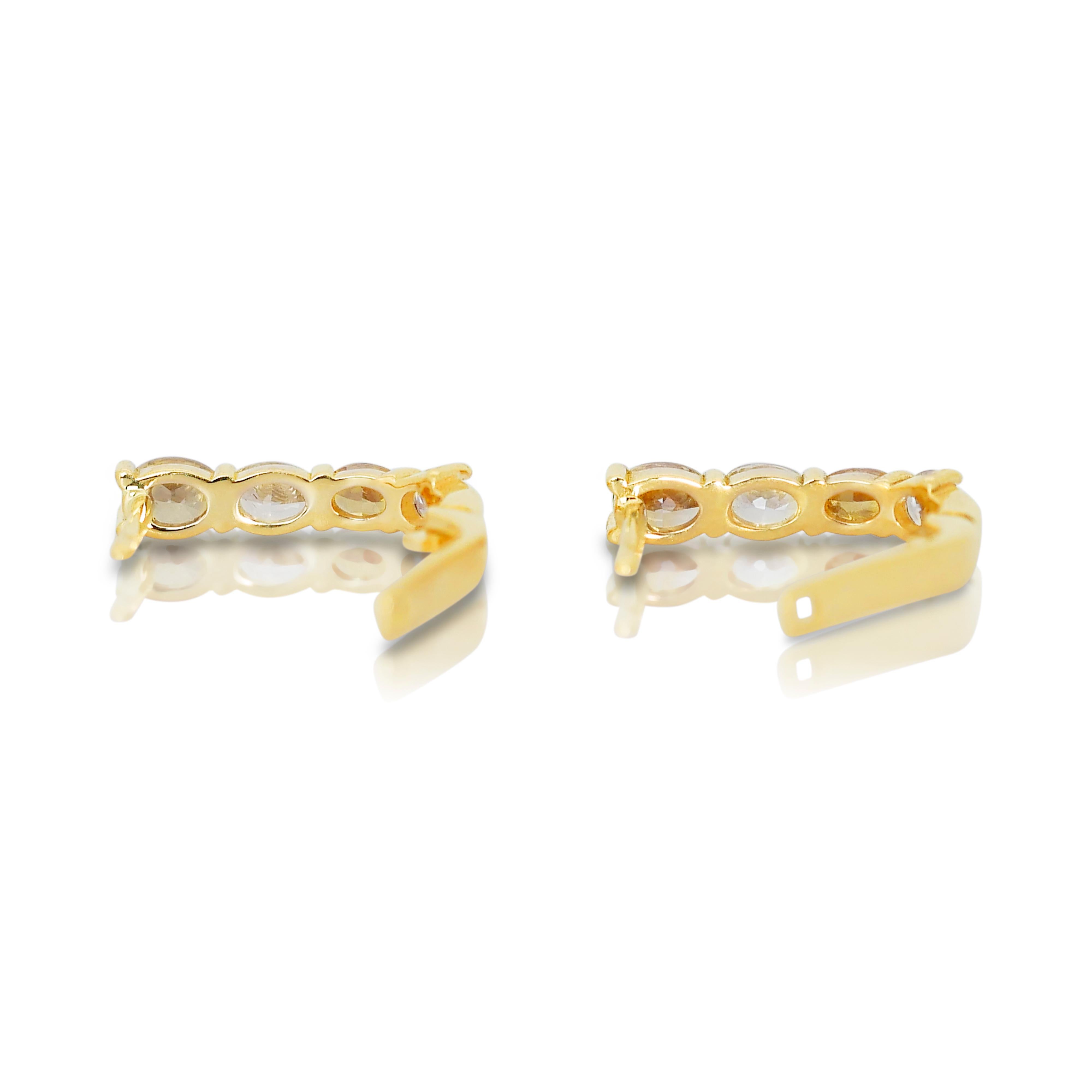 Radiant 1.44 ct Fancy Colored Diamond Earrings in 18k Yellow Gold - IGI  For Sale 2