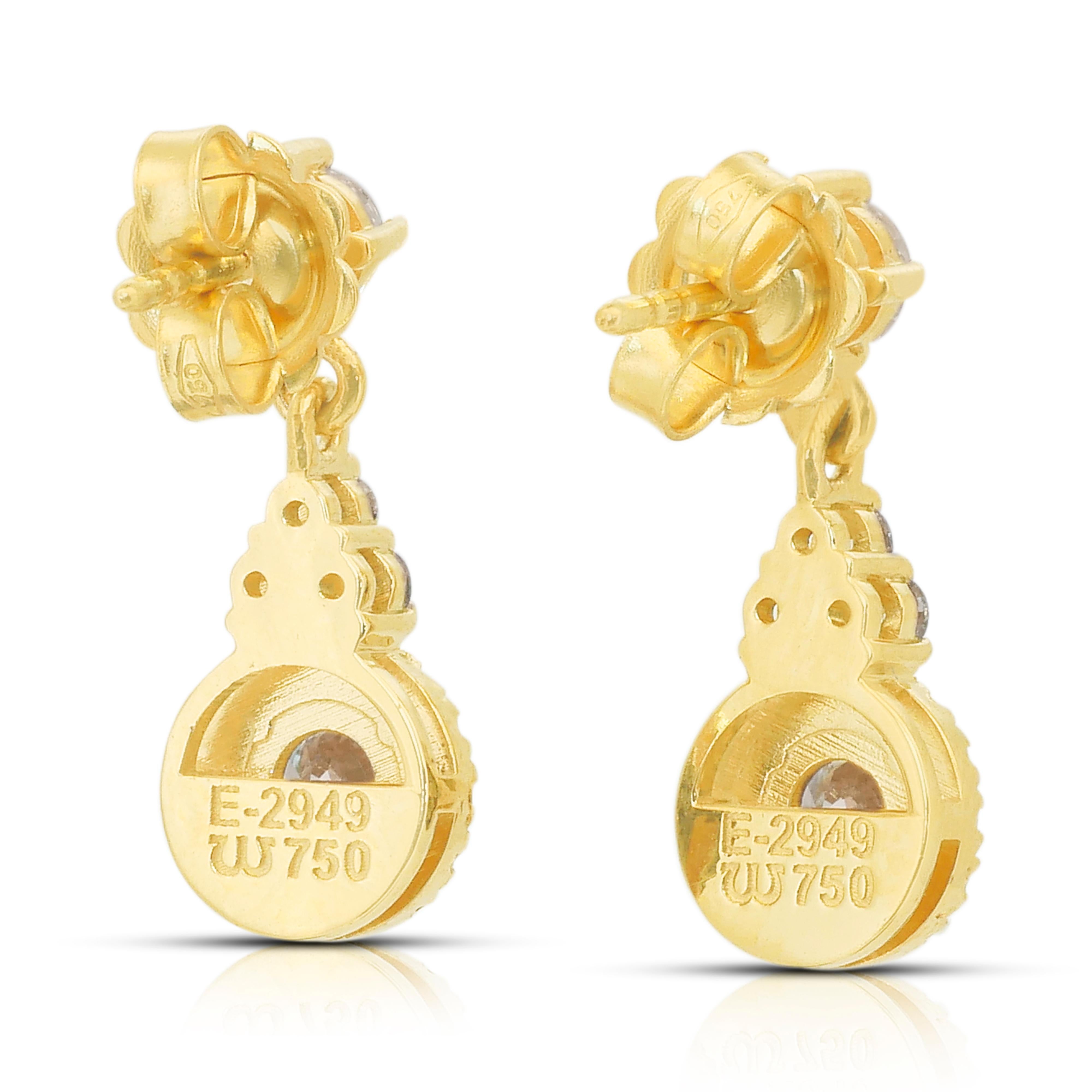 Pendientes de Gota de Diamantes Radiantes de 1.46ct en Oro Amarillo de 18k - Certificado IGI en venta 3