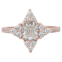Radiant 1.48ct Diamonds Pave Ring in 18k Rose Gold - IGI Certified
