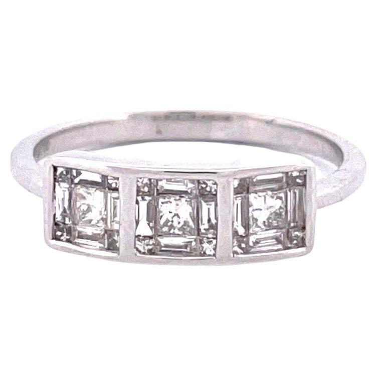 Radiant 14k White Gold Diamond Ring For Sale