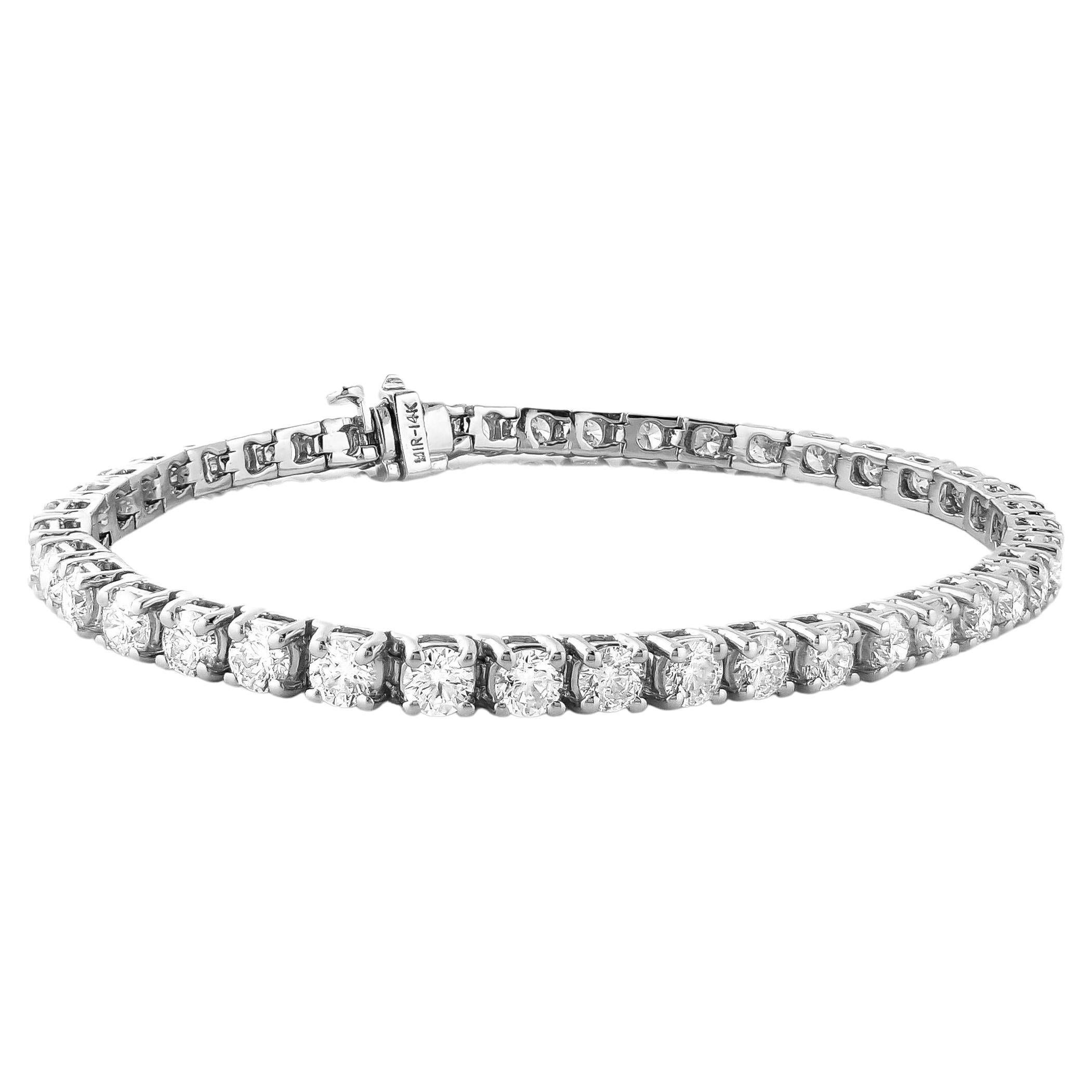 Bracelet rond radiant en diamants 14 carats de 7,83 carats, 18 pointes, couleur HI, pureté SI1