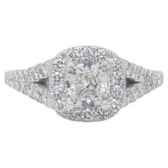 Radiant 1,50ct Diamanten Halo Ring in 18k Weißgold - IGI zertifiziert