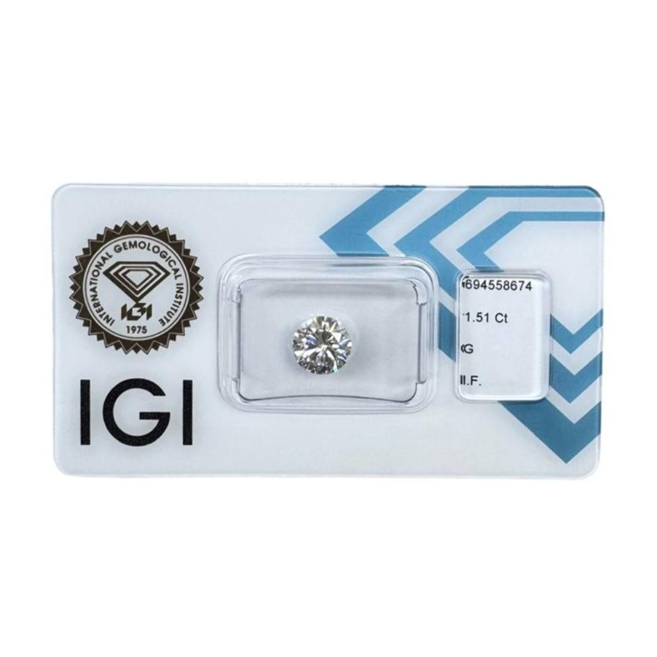 Radioso diamante rotondo naturale da 1,51 carati - certificato IGI

Un diamante di eccezionale purezza e brillantezza, questo gioiello dal taglio rotondo da 1,51 carati è un tesoro senza tempo perfetto per qualsiasi gioielleria di lusso.