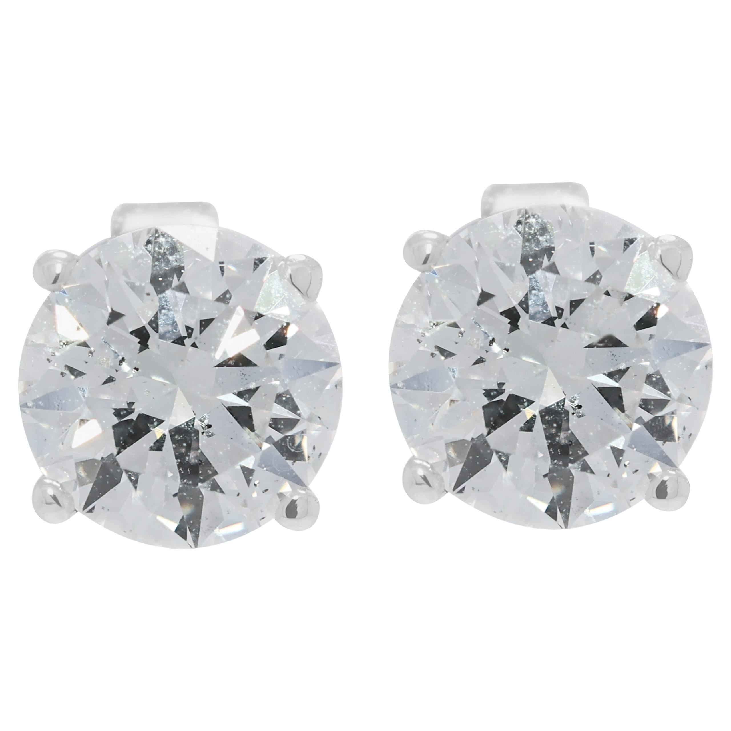 Radiant 1.61ct Natural Diamond Stud Earrings in 18K White Gold For Sale