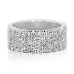 Radiant 1.85ct Diamonds Band Ring in 14k White Gold - IGI Certified