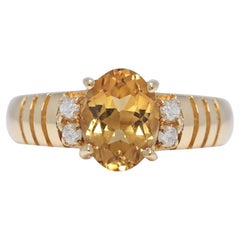 Radiant 1.86ct Citrine and Natural Diamonds Ring in 18K Yellow Gold