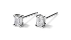 Radiant 18K White Gold Natural Diamonds Stud Earrings w/1.00ct - GIA Certified