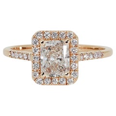 Radiant 18k Gelbgold Natürlicher Diamant-Halo-Ring mit/1,75 ct - GIA zertifiziert