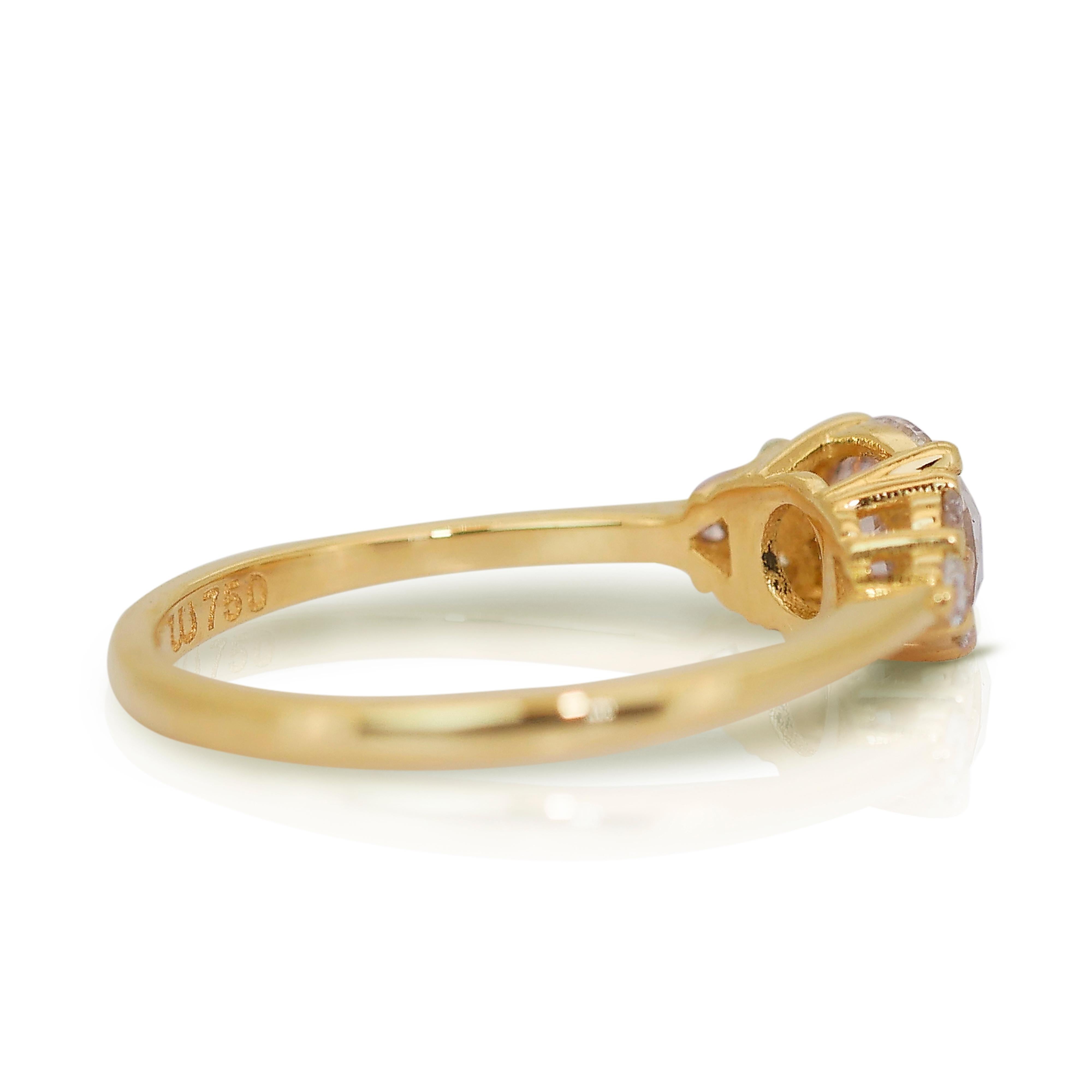 Round Cut Radiant 1.91ct Triple Excellent Ideal Cut Diamonds Pave Ring in 18k Yellow Gold
