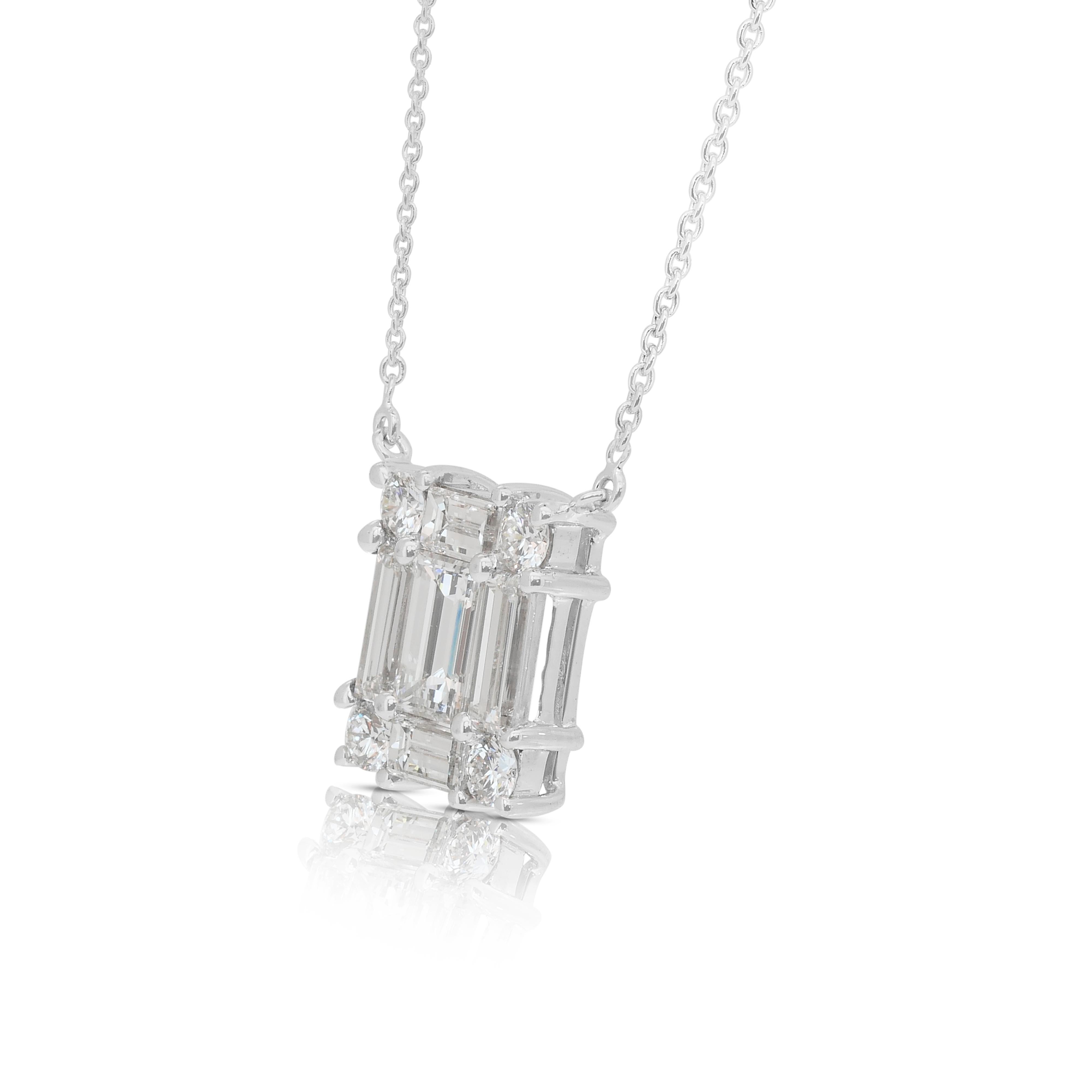 Collier avec pendentif en or blanc 18 carats et diamants rayonnants de 1,92 ct - certifié IGI en vente 2