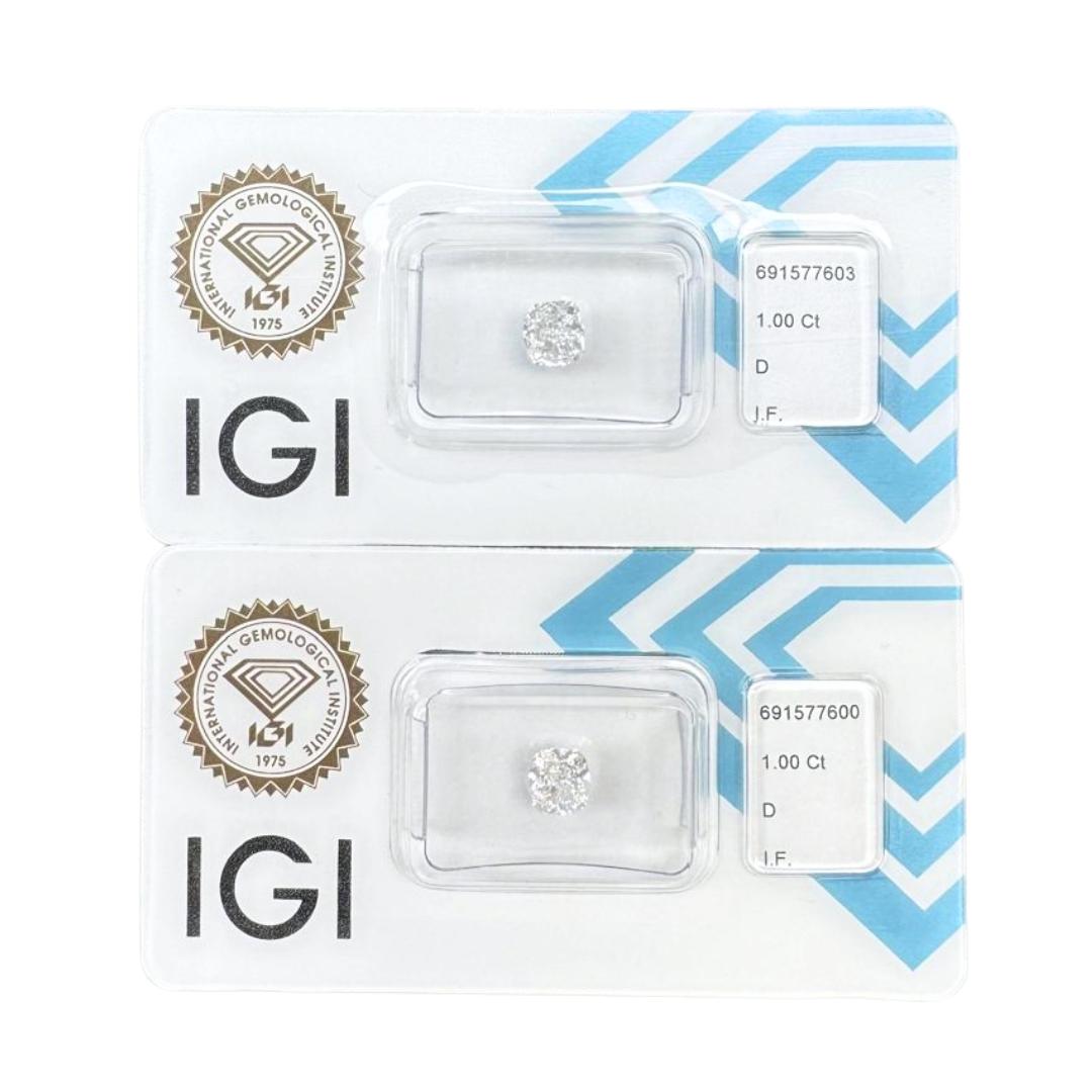 Radiosa coppia di diamanti naturali a forma di cuscino da 2,00 carati - certificati IGI

Una coppia di perfezione mozzafiato, questi due diamanti taglio cuscino da 1,00 carati assicurano una purezza assoluta e una brillantezza radiosa. Grazie