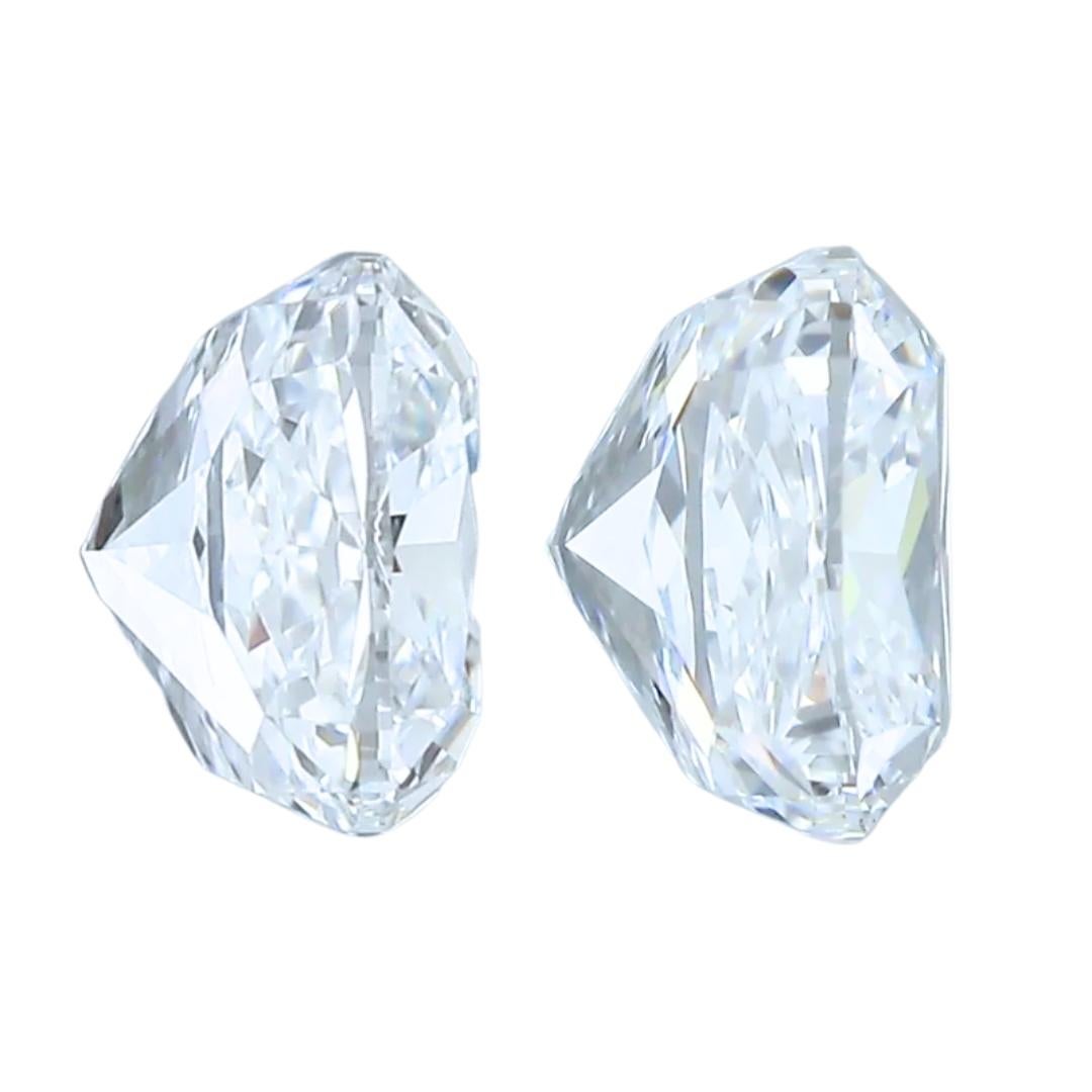 Donna Radiosa coppia di diamanti naturali a forma di cuscino da 2,00 carati - certificati IGI in vendita