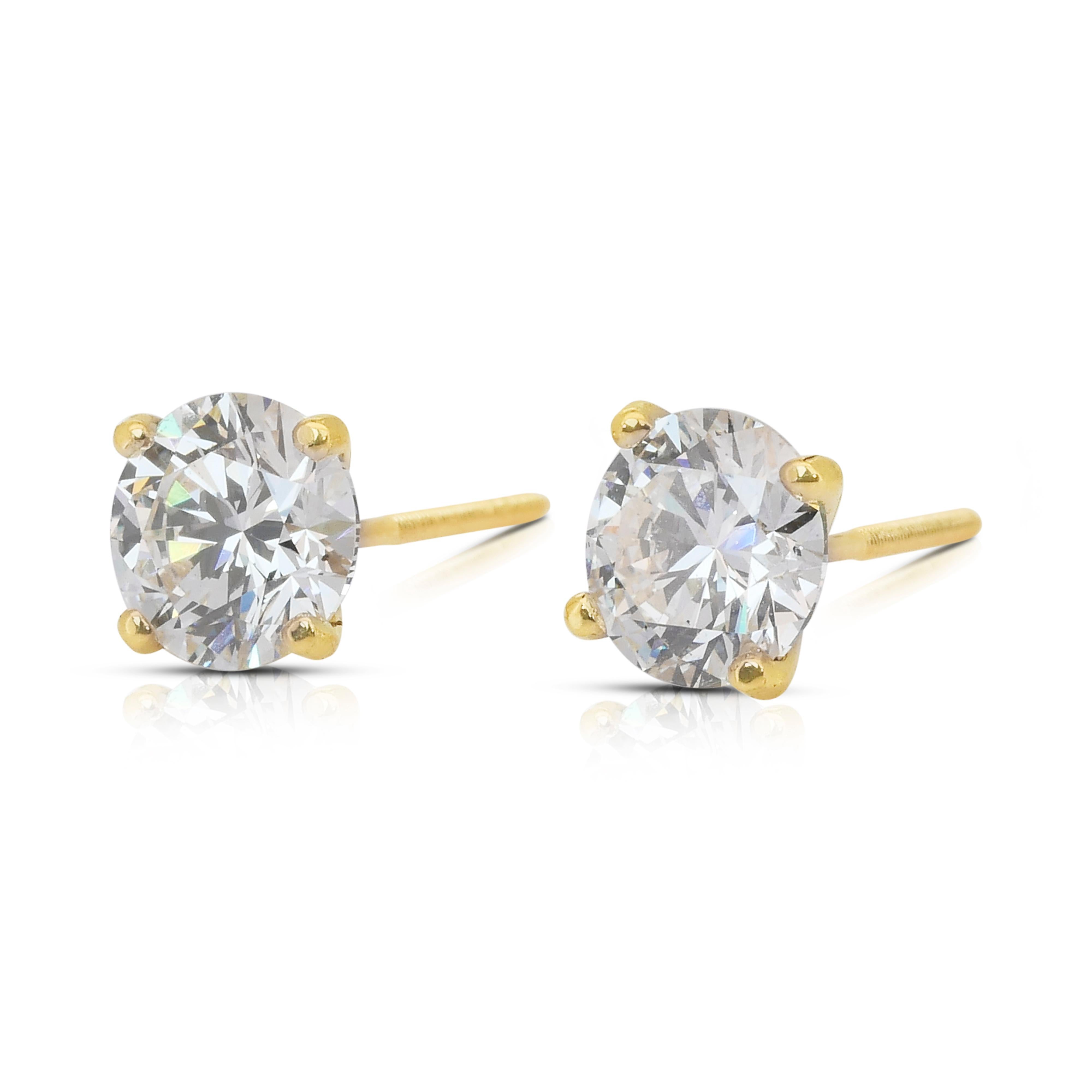 Clous d'oreilles en or jaune 18 carats avec diamants de 2,05 carats certifiés IGI Neuf - En vente à רמת גן, IL