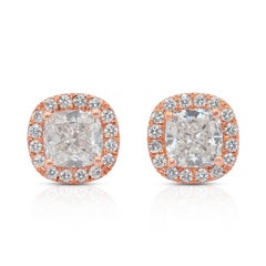 Strahlende 2,11ct Diamanten Ohrstecker in 18k Rose Gold - IGI zertifiziert