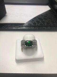 Radiant 2.16 ct Tsavorite Ring in 14K White Gold. A Unique Statement of Elegance
