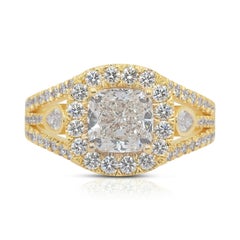 Radiant 2,41ct Diamanten Halo Ring in 18k Gelbgold - IGI zertifiziert